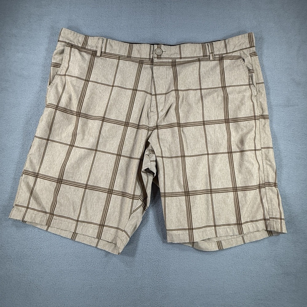 OP Flex 4-Way Stretch Brown Plaid Board Beach Golf Shorts Men's Size 46